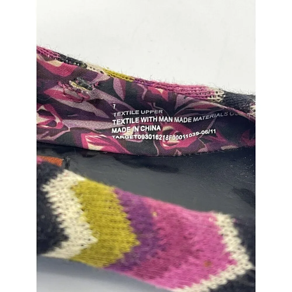 MISSONI Target Iconic Zig Zag Chevron Ballet Flats Girls Size 7 Fuschia **FLAW**